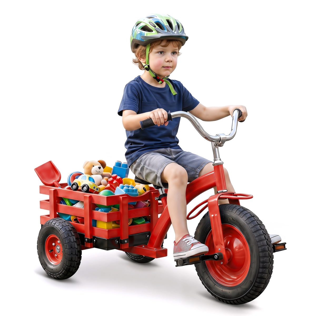 Kids Tricycle with 15 Inch Inflatable Rubber Tires-Red