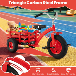 Kids Tricycle with 15 Inch Inflatable Rubber Tires-Red
