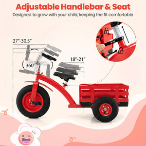 Kids Tricycle with 15 Inch Inflatable Rubber Tires-Red