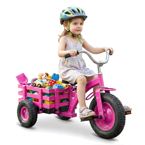 Kids Tricycle with 15 Inch Inflatable Rubber Tires -Pink