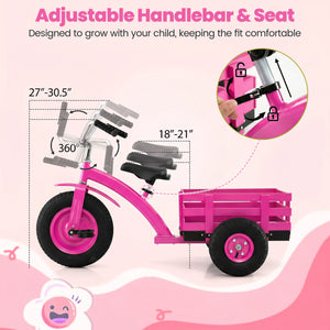 Kids Tricycle with 15 Inch Inflatable Rubber Tires -Pink