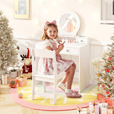 Kids Vanity Set with Mirror Princess Makeup Dressing Desk and Chair Set with Mirror-White