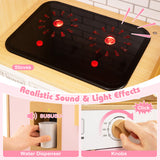 Kids Wooden Kitchen Playset with Realistic Lights and Sounds-Pink