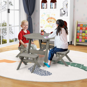 Kids Wooden Table Set for Children Aged 3+ Years-Gray