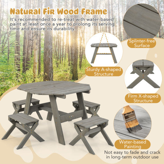 Kids Wooden Table Set for Children Aged 3+ Years-Gray