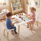 Kids Wooden Table and 2 Chairs Set-White