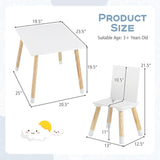 Kids Wooden Table and 2 Chairs Set-White