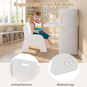 Kids Writing Desk and Chair Set with Side Bookshelves-White