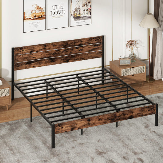 Full/King/Queen/Twin Size Bed Frame with High Headboard and Mute Bar-King Size