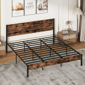 Full/King/Queen/Twin Size Bed Frame with High Headboard and Mute Bar-King Size