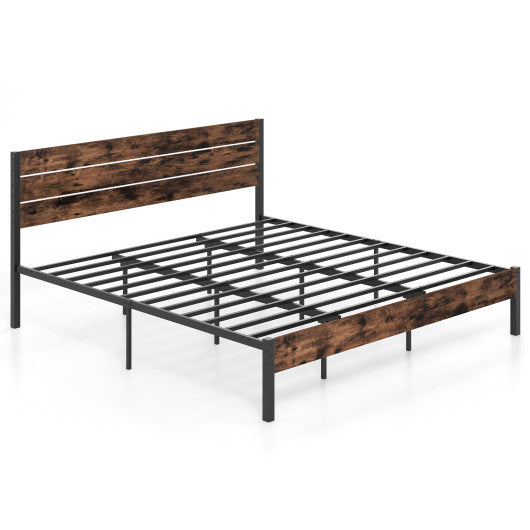 Full/King/Queen/Twin Size Bed Frame with High Headboard and Mute Bar-King Size
