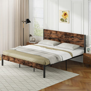 Full/King/Queen/Twin Size Bed Frame with High Headboard and Mute Bar-King Size