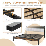 Twin/Full/Queen/King Size Bed Frame with LED Light and Charging Station-Full Size