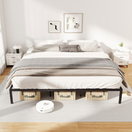 Full/Queen/King Size Metal Bed Frame Heavy Duty Support Slats Mattress Foundation-King Size