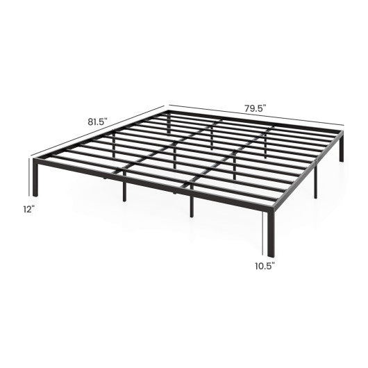 Full/Queen/King Size Metal Bed Frame Heavy Duty Support Slats Mattress Foundation-King Size