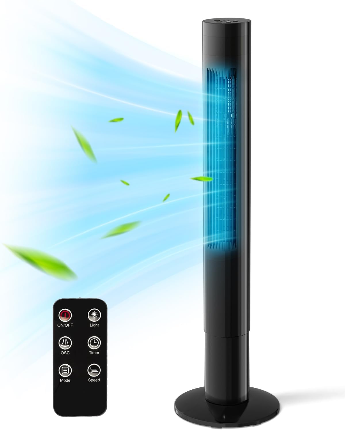 85° Oscillating Bladeless Tower Fan with 24ft/s Velocity