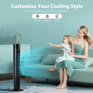 85° Oscillating Bladeless Tower Fan with 24ft/s Velocity