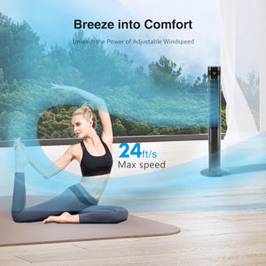 85° Oscillating Bladeless Tower Fan with 24ft/s Velocity