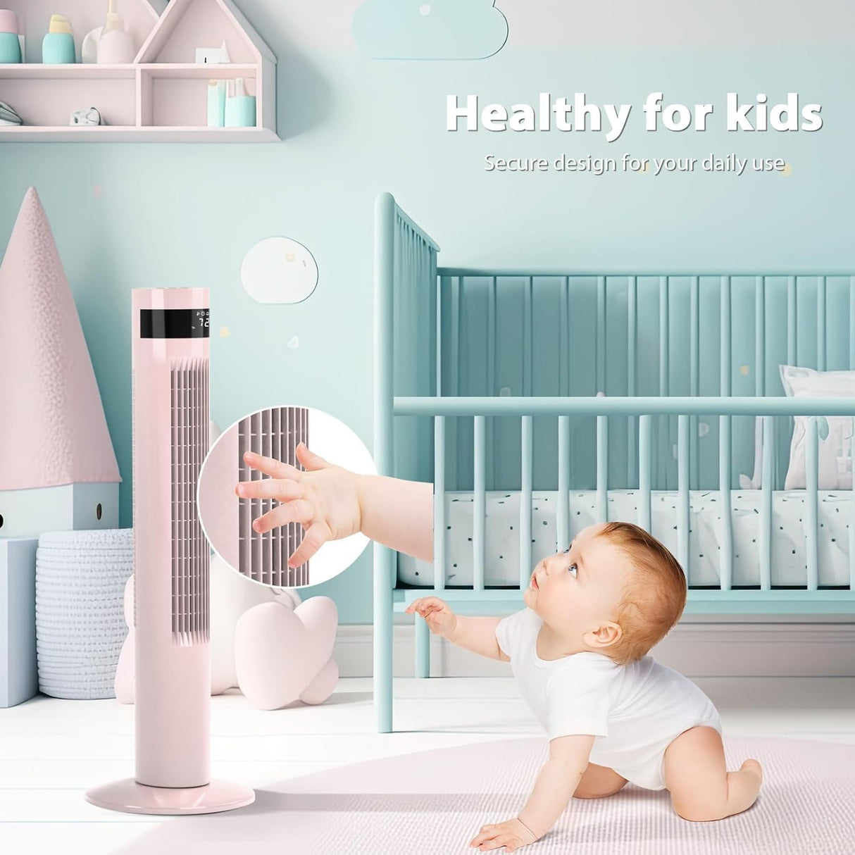 85° Oscillating Bladeless Tower Fan with 24ft/s Velocity