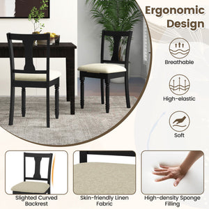 Kitchen Dining Chair with Linen Fabric and Storage Space-Black