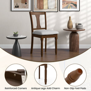Set of 2 Kitchen Dining Chair with Linen Fabric and Storage Space-Brown