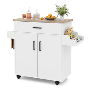 Kitchen Island Cart Rolling Kitchen Storage Island with Drawer-White