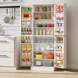 Kitchen Pantry Cabinet 65.5 Inch Freestanding Tall Buffet Cupboard-White