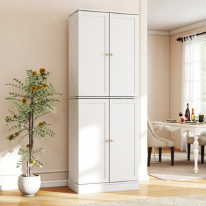 Kitchen Pantry Cabinet 65.5 Inch Freestanding Tall Buffet Cupboard-White
