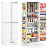 Kitchen Pantry Cabinet 65.5 Inch Freestanding Tall Buffet Cupboard-White