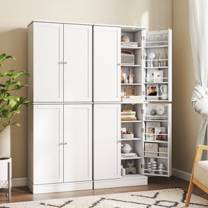 Kitchen Pantry Cabinet 65.5 Inch Freestanding Tall Buffet Cupboard-White