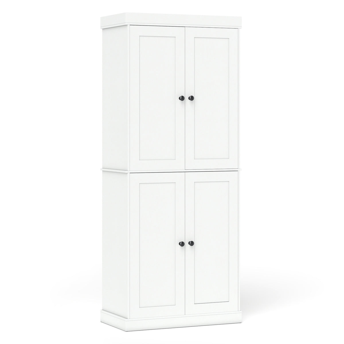 Kitchen Pantry Cabinet with 2 Adjustable Shelves and Anti-Tipping Kits for Living Room-White