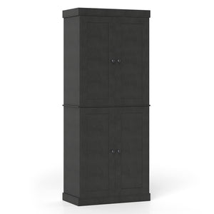 Kitchen Pantry Cabinet with 2 Adjustable Shelves and Anti-Tipping Kits for Living Room-Black