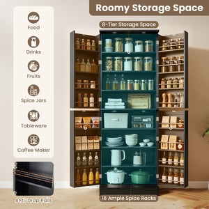 Kitchen Pantry Cabinet 65.5 Inch Freestanding Tall Buffet Cupboard-Black