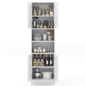 75" Kitchen Pantry Cabinet Tall Cupboard with Doors and Shelves-White