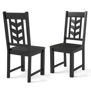 Kitchen Side Dining Chair Set of 2 with Rubber Wood Frame-Black