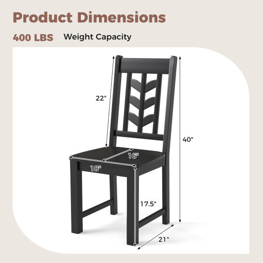 Kitchen Side Dining Chair Set of 2 with Rubber Wood Frame-Black