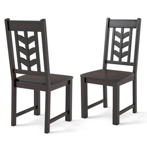 Kitchen Side Dining Chair Set of 2 with Rubber Wood Frame-Rustic Brown