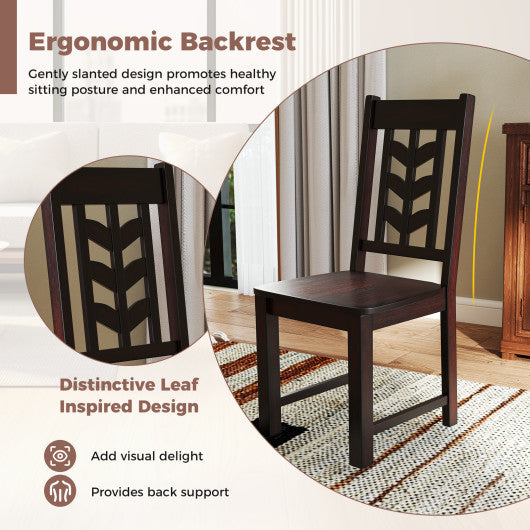 Kitchen Side Dining Chair Set of 2 with Rubber Wood Frame-Rustic Brown