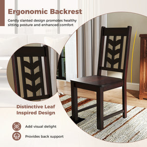 Kitchen Side Dining Chair Set of 2 with Rubber Wood Frame-Rustic Brown