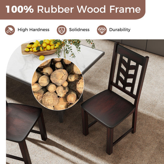 Kitchen Side Dining Chair Set of 2 with Rubber Wood Frame-Rustic Brown