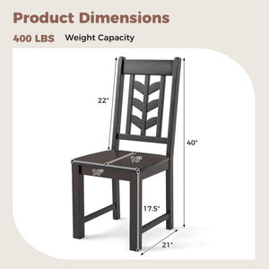 Kitchen Side Dining Chair Set of 2 with Rubber Wood Frame-Rustic Brown