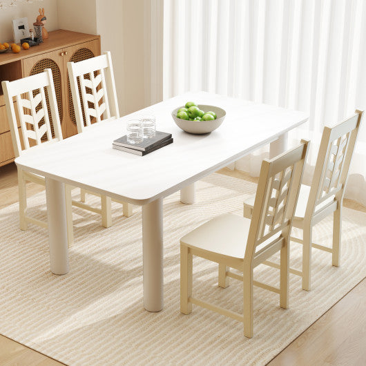 Kitchen Side Dining Chair Set of 2 with Rubber Wood Frame-White