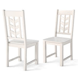 Kitchen Side Dining Chair Set of 2 with Rubber Wood Frame-White