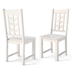Kitchen Side Dining Chair Set of 2 with Rubber Wood Frame-White