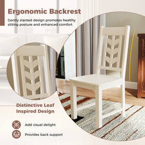 Kitchen Side Dining Chair Set of 2 with Rubber Wood Frame-White