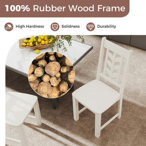 Kitchen Side Dining Chair Set of 2 with Rubber Wood Frame-White
