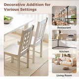 Kitchen Side Dining Chair Set of 2 with Rubber Wood Frame-White