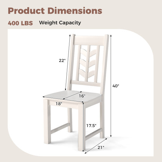 Kitchen Side Dining Chair Set of 2 with Rubber Wood Frame-White