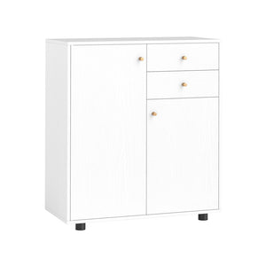 Kitchen Sideboard Buffet Cabinet Coffee Bar Cabinet with 2 Drawers 2 Doors and 3 Adjustable Shelves-White