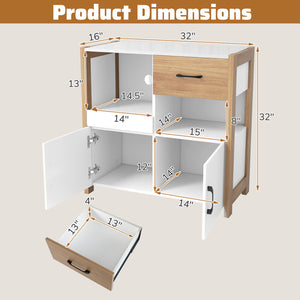 Kitchen Storage Cabinet with Drawer Pull-Out Shelf and 2 Doors-White